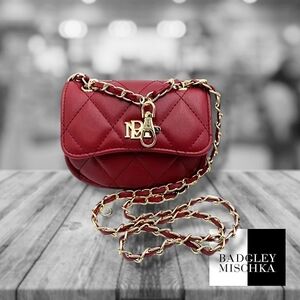 Badgley Mischka Mini Purse w/ Crossbody Strap & Clip Red NWT